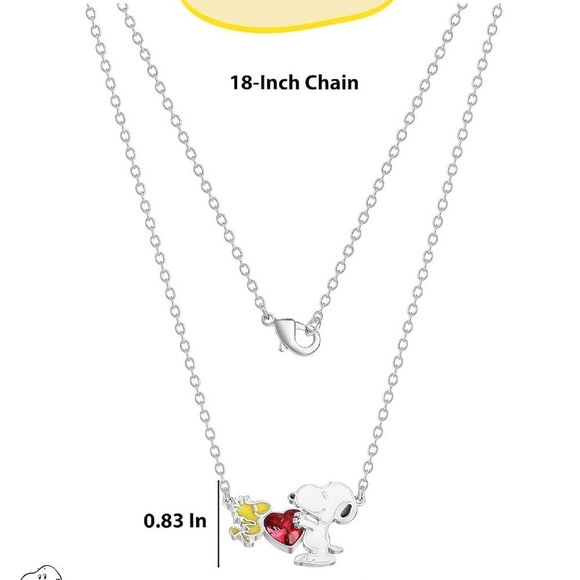 Snoopy & Woodstock Necklaces Silver Flash-Plated Red Crystal or Charm Jewelry - Picture 2 of 6